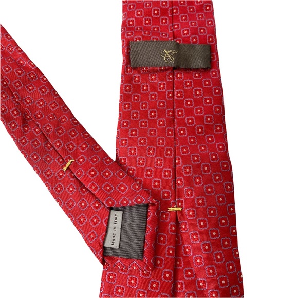 Canali Italian Silk Tie Red Designer Men’s - Picture 6 of 7